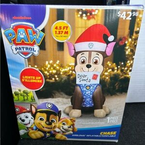 Paw Patrol Chase Inflatable with Santa Hat - Blue and Red